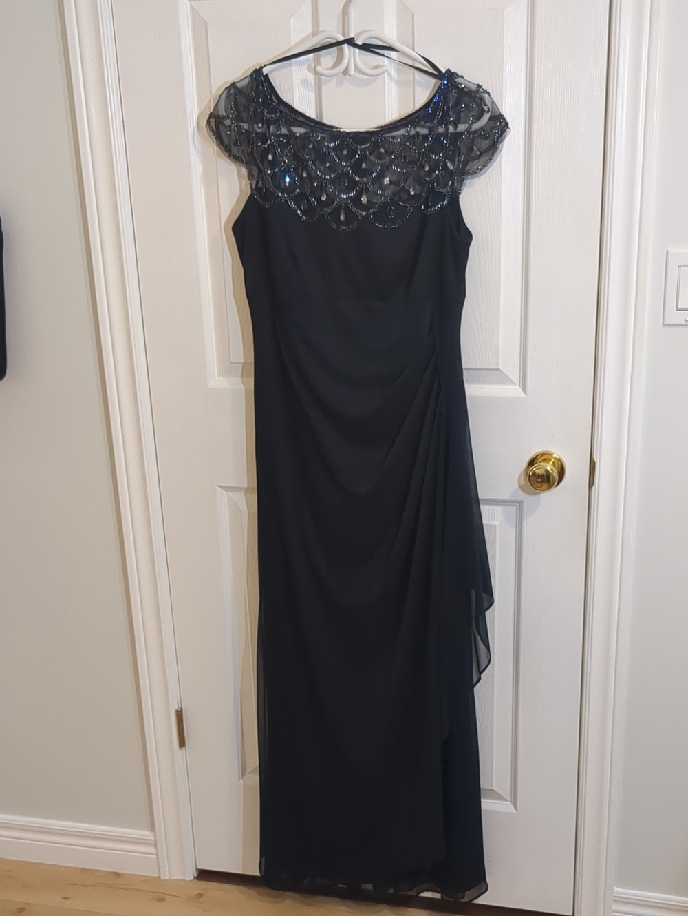 Best Seller @ Laura -  Navy Maxi Dress with Scallop Illusion Yoke